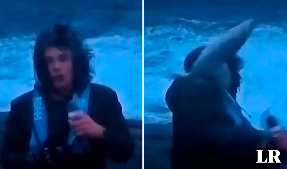 La fuerza con la que el pez le impactó en la cara al periodista David Jørgenvåg fue sorprendente. Foto: composición LR/@nypost/YouTube - Video: @UHN_Plus/X