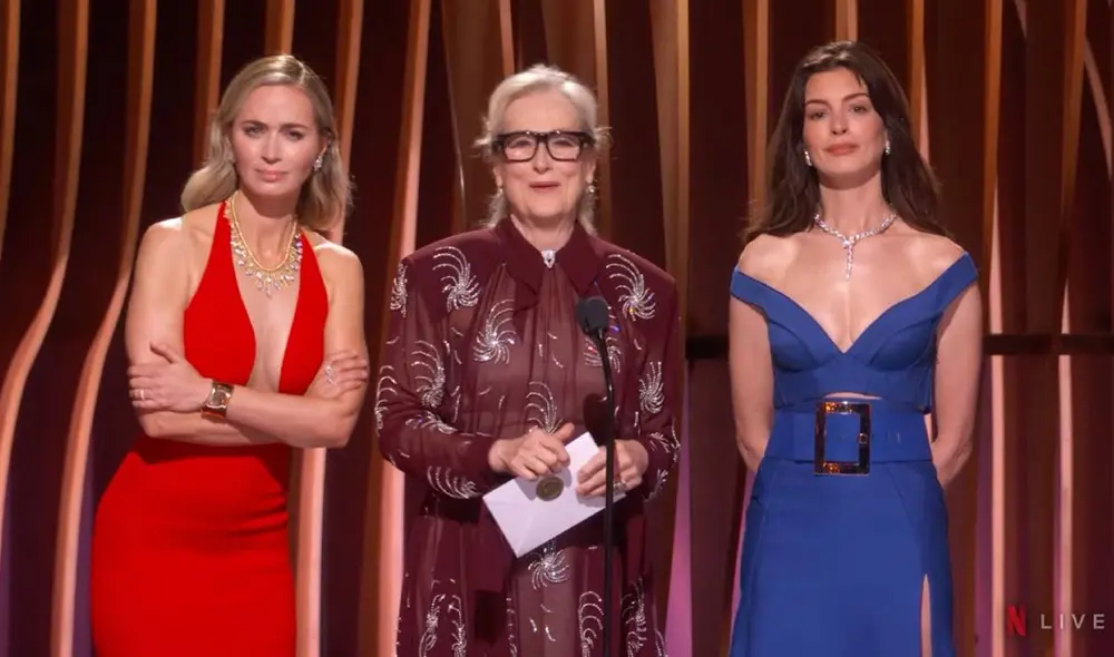 Las protagonistas de la aclamada ‘El diablo viste a la moda’ presentaron el premio a mejor actor en serie de comedia en los SAG Awards 2024. Foto: Netflix