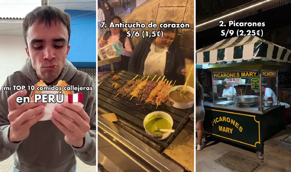 El joven español probó una variedad de comida callejera en su visita a Lima, Cusco y Puno. Foto: composición LR/captura TikTok/@diegodoal