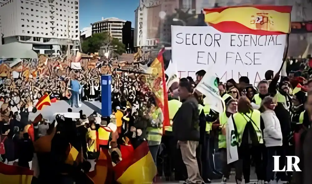 Un centenar de tractores y unos 3.000 agricultores a pie se dirigen a la Oficina del Parlamento Europeo en la capital. Foto: composición de Jazmin Ceras/LR/AFP. Video: @ModoAlt/X Un centenar de tractores y unos 3.000 agricultores a pie se dirigen a la Oficina del Parlamento Europeo en la capital. Foto: composición de Jazmin Ceras/LR/AFP. Video: @ModoAlt/X
