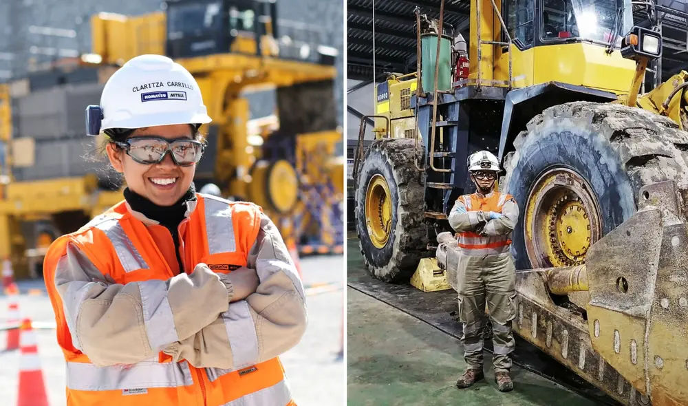 En 2021, Claritza se incorporó al programa de Komatsu-Mitsui Talento Warmi, Fuerza que Inspira, diseñado para fomentar la inclusión femenina en el sector minero. Foto: composición LR/ Andina