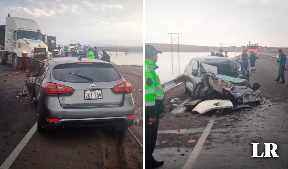 Arequipa. Bomberos trabajaron para rescatar a las víctimas de entre los fierros retorcidos. Foto: composición de Fabrizio Oviedo/La República/PNP