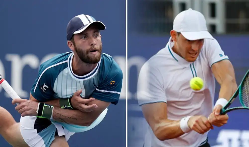 Nicolás Jarry y el francés Corentin Moutet se verán las caras este viernes 1 de marzo en San Carlos de Apoquindo. Foto: AP/Photosport/composición LR