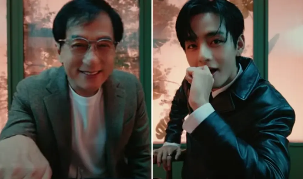 Es la primera vez que el actor Jackie Chan y la estrella kpop Taehyung colaboran juntos. Foto: composición LR/captura SimInvest Es la primera vez que el actor Jackie Chan y la estrella kpop Taehyung colaboran juntos. Foto: composición LR/captura SimInvest
