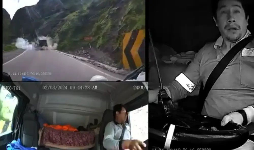 El conductor se salvó por poco tras el impacto de estas rocas con la cabina. Foto: X(ex-Twitter)/difusión