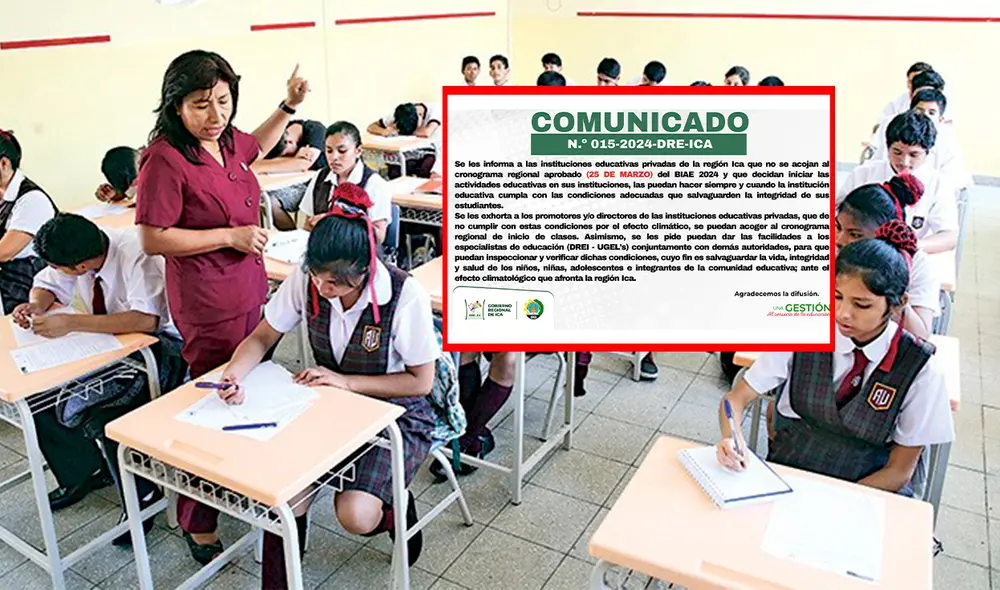 La Dirección Regional de Educación en Ica anunció que las clases escolares empezarán el 25 de marzo. Foto: composición LR/El Peruano La Dirección Regional de Educación en Ica anunció que las clases escolares empezarán el 25 de marzo. Foto: composición LR/El Peruano