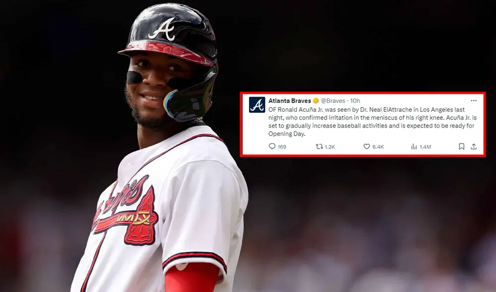 Ronald Acuña Jr, sintió molestias en su rodilla derecha el pasado jueves cuando Bravos de Atlanta enfrentaba a Minnesota Twins, por lo que se sometió a unos exámenes. Foto: Eldiario/Atlanta Braves/X/composición LR