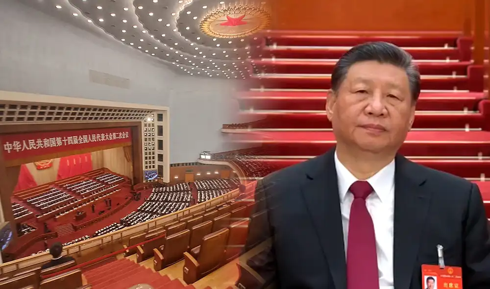 El presidente XI Jinping estuvo presente durante las 'Dos Sesiones' junto con el primer ministro Li Qiang. Foto: composición LR/Francisco Claros/La República/Captura de CGTN