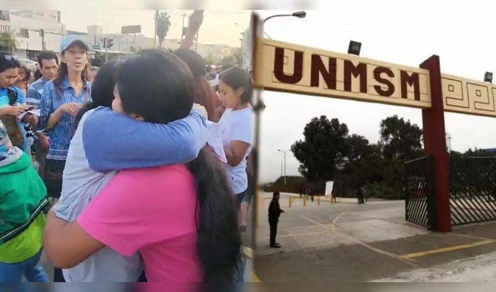Madre de familia abrazó fuertemente a su hija minutos antes de su examen en San Marcos. Foto: composición LR/Difusión