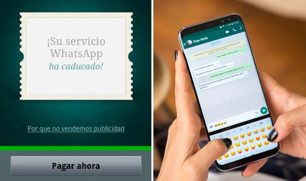 Mensaje que aparecía en WhatsApp cuando no pagabas. Foto: Android Zone/ Enter21st