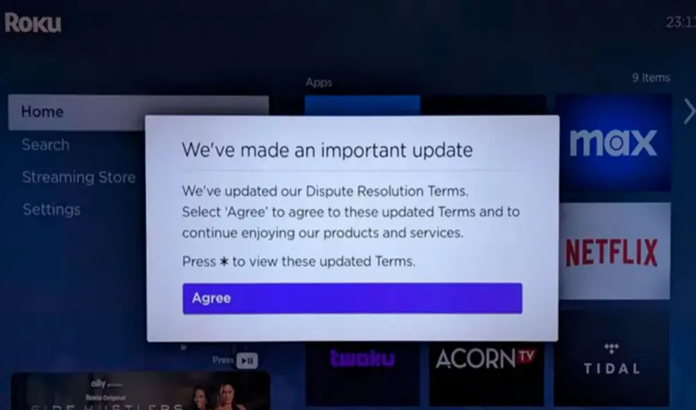Mensaje que está apareciendo en los televisores Roku. Foto: captura de YouTube/Antenna Man