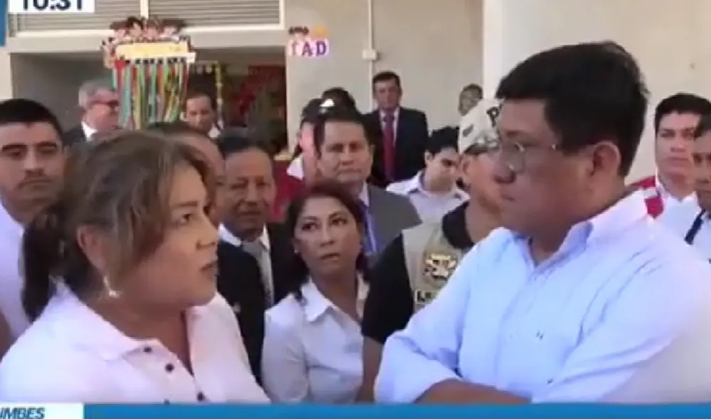 Momento exacto de la discusión entre la ministra y el congresista. Foto: captura de pantalla/Canal N
