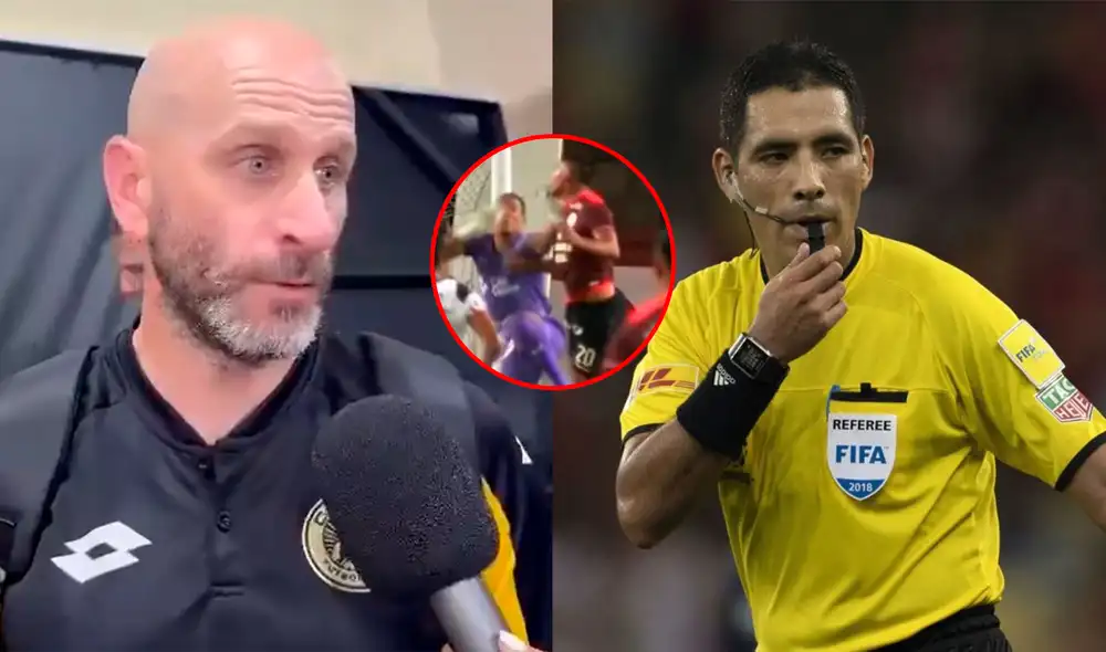 Rondelli quedó insatisfecho con la decisión de Diego Haro tras la expulsión de Vidal. Foto: composición LR/captura de @Denganche/archivo GLR