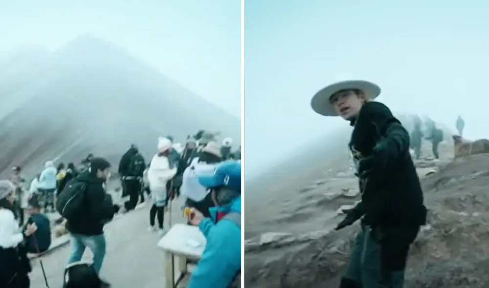 "El color es puro filtro", indicaron usuarios sobre montaña Vinicunca. Foto: composición LR/erictro/TikTok - Video: erictro/TikTok