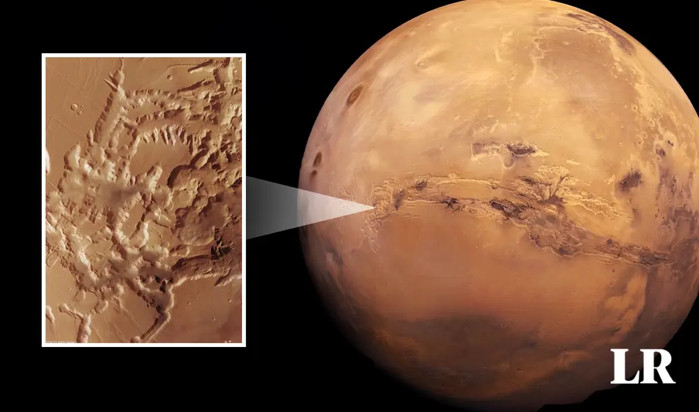 El volcán en marte no tiene una forma de cono convencional debido a la erosión. Foto: composición LR/NASA