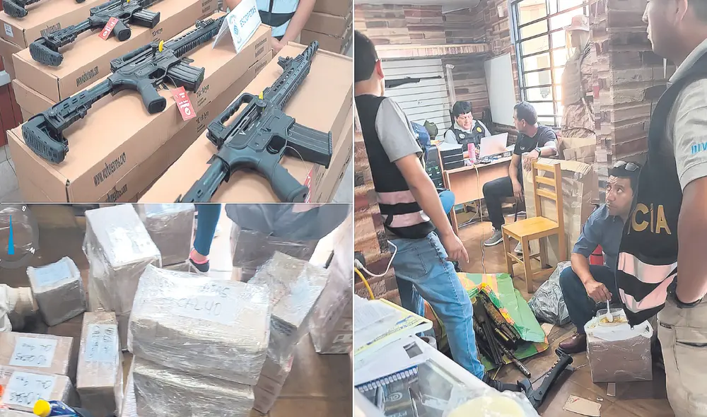 Intervención. En el operativo ejecutado por la PNP, Sucamec y la Fiscalía, fueron detenidas 18 personas. La red traficó carabinas R15 y pistolas 9 milímetros. Foto: difusión.