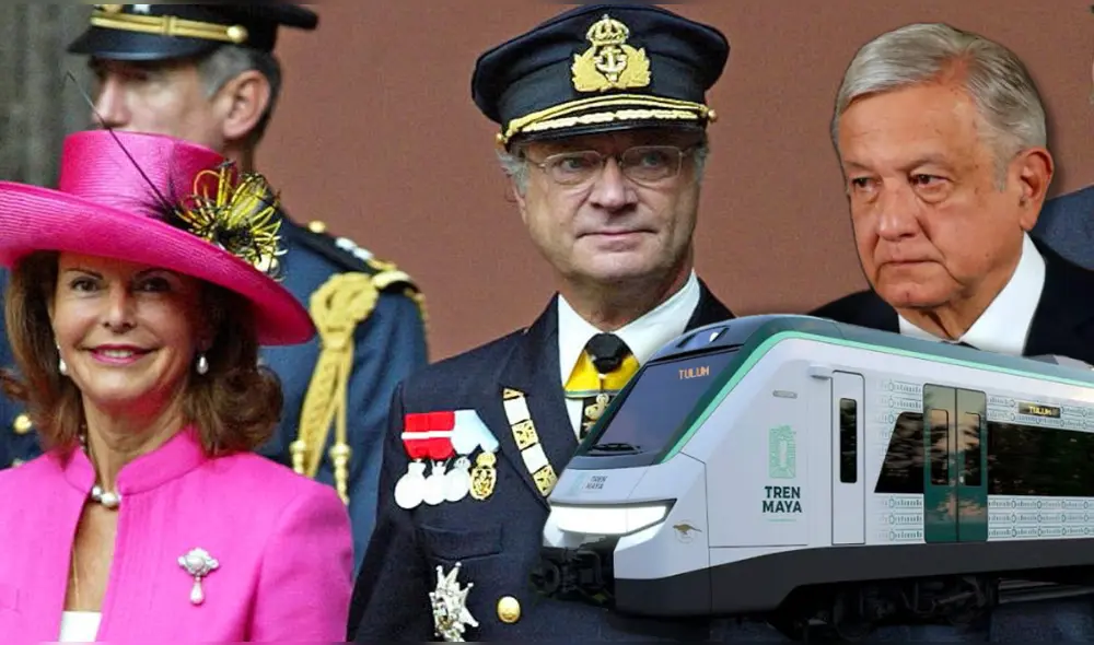 Reyes de Suecia no subieron al Tren Maya. Foto: composición LR/Agencia AFP Reyes de Suecia no subieron al Tren Maya. Foto: composición LR/Agencia AFP