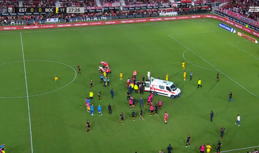 El duelo entre Boca y Estudiantes quedó paralizado por la contusión que sufrió el jugador Altamirano. Foto: captura de ESPN