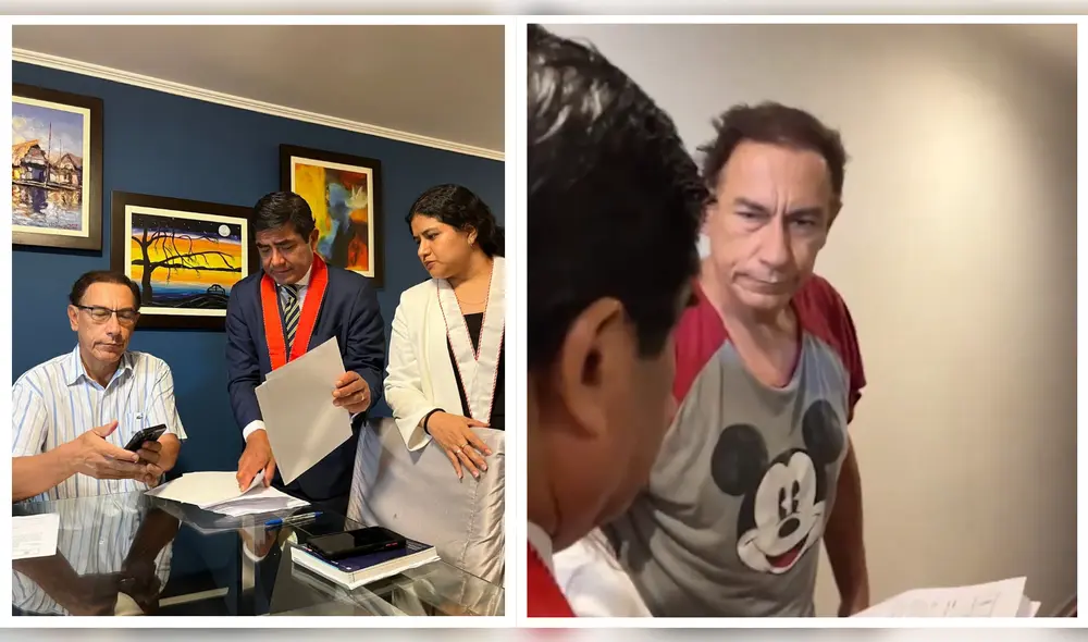 Según el material audiovisual publicado por la Fiscalía, se muestra cómo Vizcarra Cornejo recibe a los integrantes del Ministerio Público en pijama de Mickey Mouse. Foto: Composición de LR/ Ministerio Público.