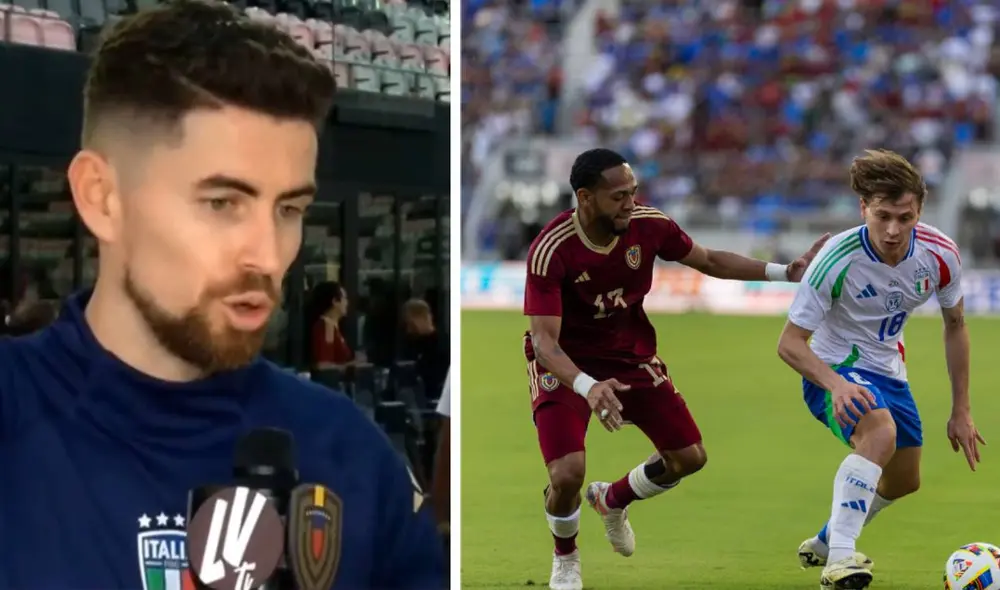 Jorginho brindó declaraciones tras la victoria de Italia sobre Venezuela en Miami. Foto: captura La Vinotinto TV/AFP