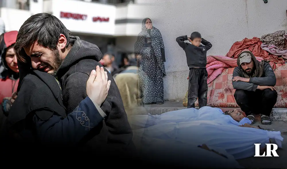 Cientos de familias lloran a sus seres queridos en Gaza tras el ataque de Israel durante una entrega de ayuda humanitaria. Foto: composición LR/AFP