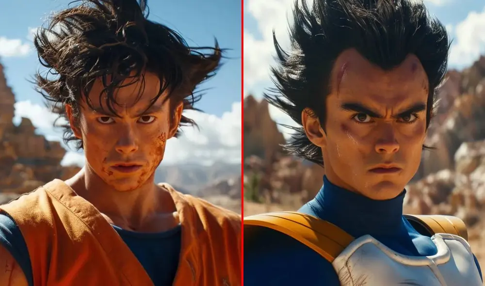 Así lucirían Gokú y Vegeta si ‘Dragon Ball Z’ tuviera actores de carne y hueso, según la IA. Foto: composición LR/Reddit/Midjourney
