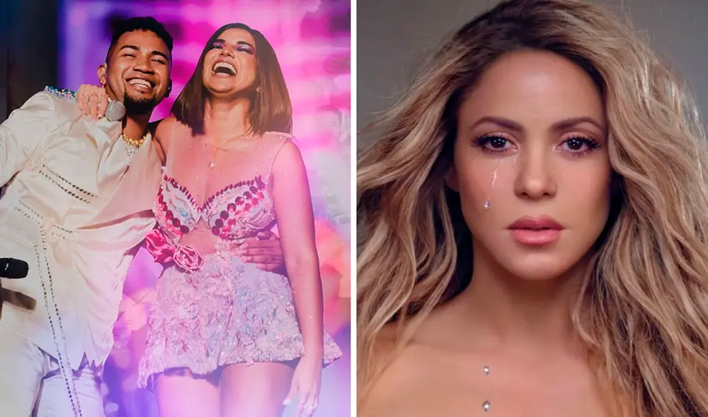 Corazón Serrano se mantiene en primer lugar con su nuevo sencillo de cumbia. Foto: composición LR / YouTube Corazón Serrano/Instagram Shakira