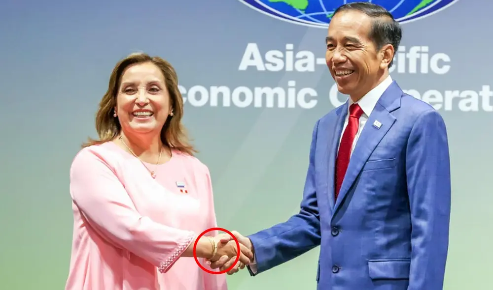 Dina Boluarte luciendo su joya Cartier en un evento de la APEC. Foto: composición La República