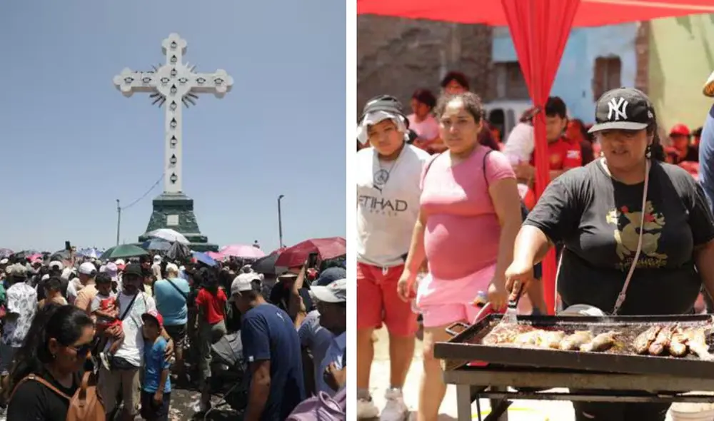 Negociantes y devotos se hacen presentes en cerro San Cristóbal. Foto: composición LR Negociantes y devotos se hacen presentes en cerro San Cristóbal. Foto: composición LR