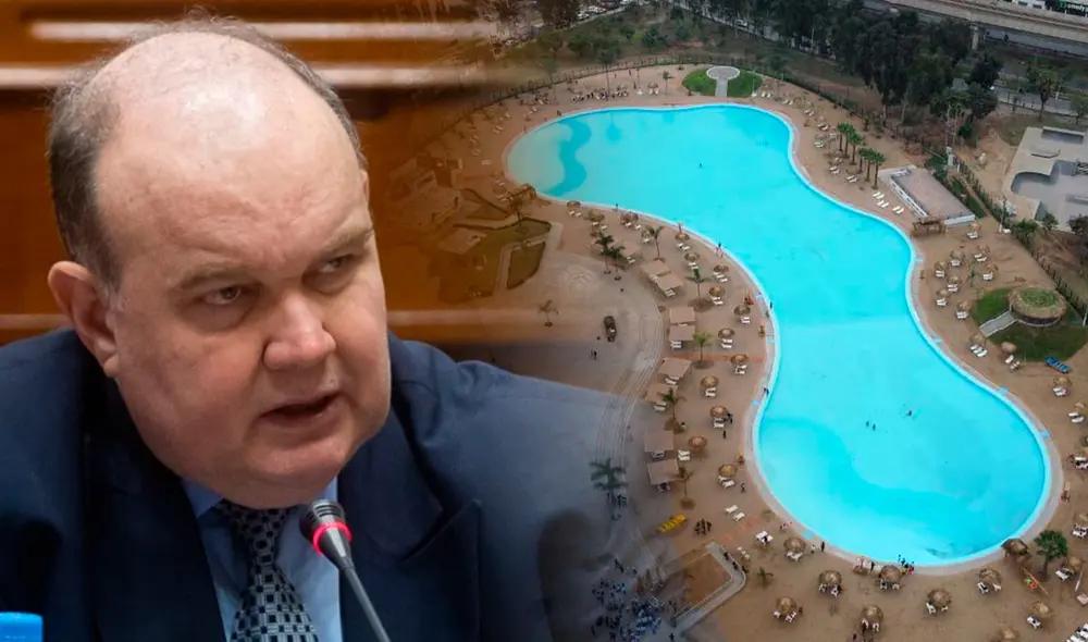 La inauguración de la playa artificial, liderada por Rafael López Aliaga, se realizó en mayo de 2023. Foto: composición LR/Ojo Público