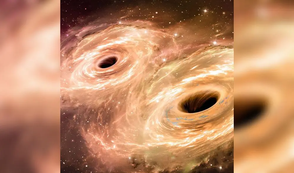 La pareja de agujeros negros más pesada. Foto: NGespañol La pareja de agujeros negros más pesada. Foto: NGespañol