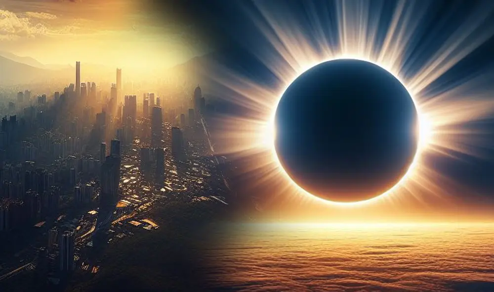 La Luna ocultará al Sol en este eclipse total del 8 de abril de 2024. Foto: composición LR/Dall E