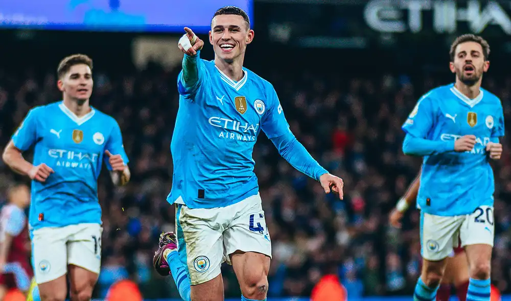 Con esta goleada sobre Aston Villa, el club ciudadano se mantiene en el tercer puesto de la Premier League. Foto: Manchester City | Video: ESPN