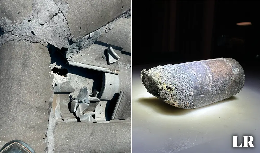 El objeto dejó un gran agujero en el techo de la casa. Foto: x/@Alejandro0tero El objeto dejó un gran agujero en el techo de la casa. Foto: x/@Alejandro0tero