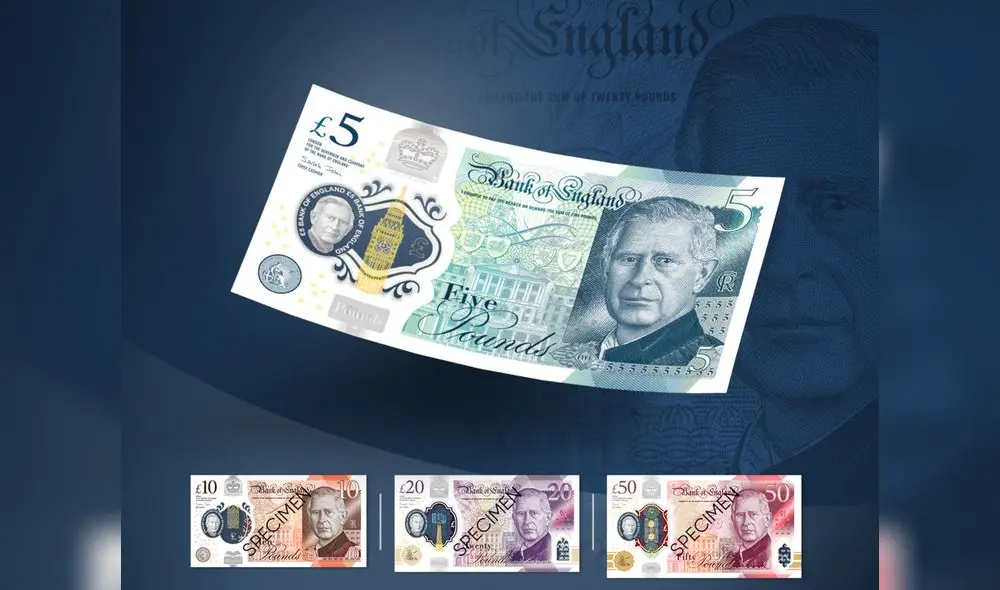 Los billetes del rey Carlos III que reemplazarán a los de la reina Isabel II. Foto: EuroNews