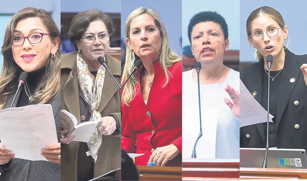 Fuerza Popular y sus satélites. Dictamen fue aprobado con el voto a favor de Martha Moyano (FP), Lady Camones (APP), Gladys Echaíz (RP), María Alva (Exintegrante de AP) y Adriana Tudela (AVP). Foto: difusión