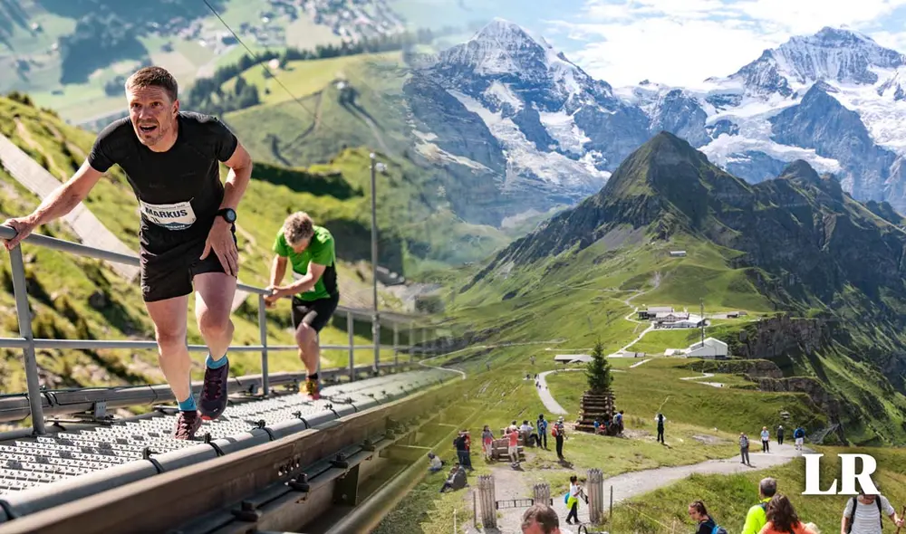 Quienes suban esta escalera pueden disfrutar de vistas panorámicas del lago Thun y los Alpes suizos. Foto: composición LR/Swissfamily/Red Bull Quienes suban esta escalera pueden disfrutar de vistas panorámicas del lago Thun y los Alpes suizos. Foto: composición LR/Swissfamily/Red Bull