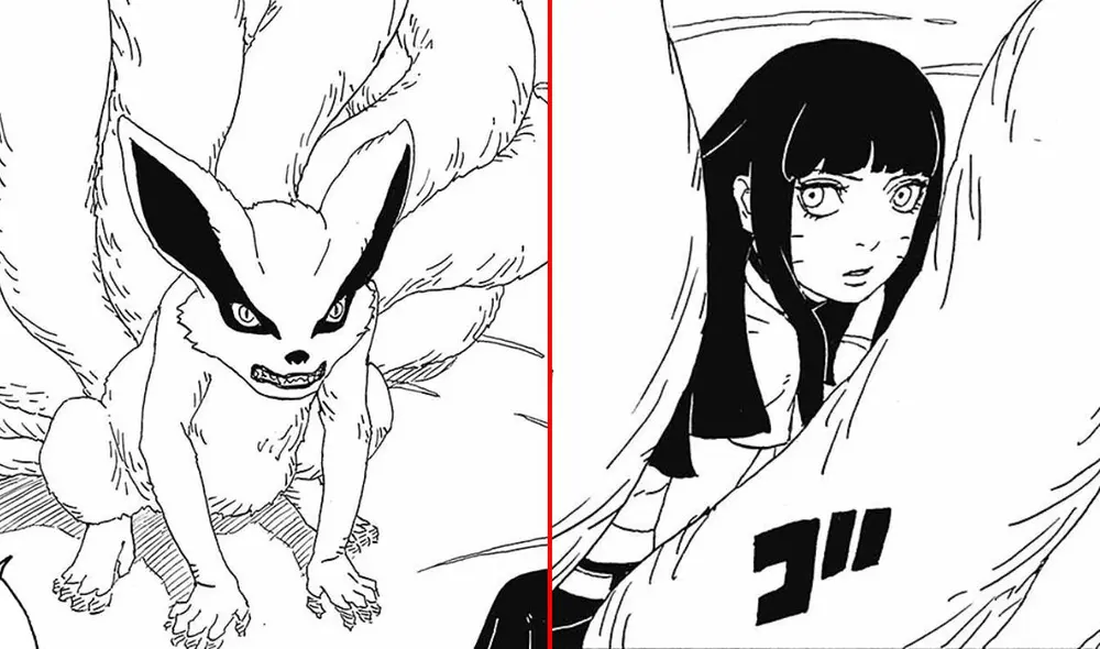 Kurama hizo su aparición en el noveno capítulo de ‘Boruto: Two Blue Vortex’, ¿despertará en Himawari? Foto: composición LR/Manga Plus