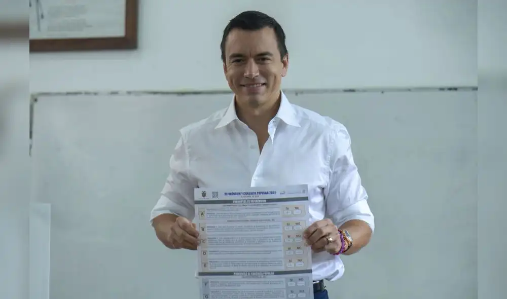 Daniel Noboa aseguró que este referendo definió "el rumbo y la política de Estado". Foto: AFP