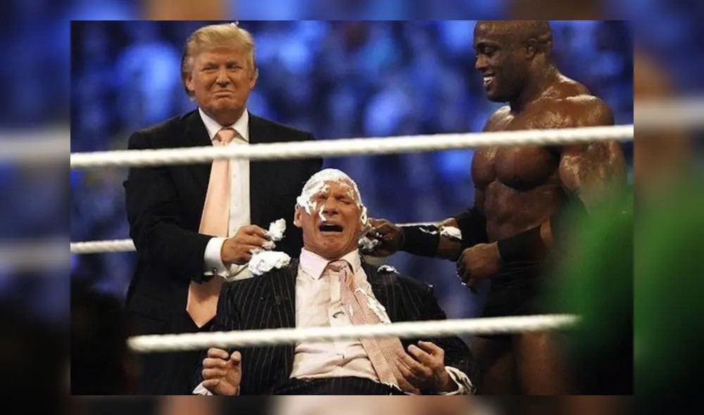 Trump rapando a McMahon. Foto: WWE Trump rapando a McMahon. Foto: WWE