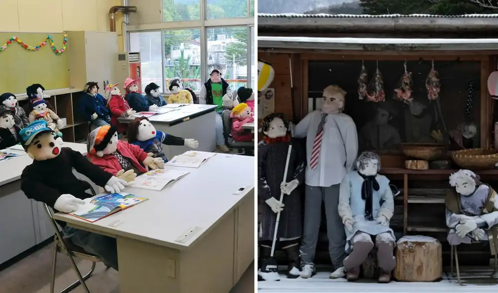 En 2017, el lugar contaba con 379 habitantes: 29 humanos y 350 muñecos. Foto: composición LR/ CTV News/ CNN En 2017, el lugar contaba con 379 habitantes: 29 humanos y 350 muñecos. Foto: composición LR/ CTV News/ CNN