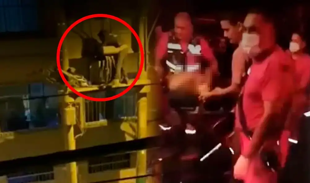 Los vecinos facilitaron el rescate del hombre con una furgoneta y escaleras para bajarlo del poste y trasladarlo al Hospital Cayetano Heredia. Foto: composición LR/captura de América TV Los vecinos facilitaron el rescate del hombre con una furgoneta y escaleras para bajarlo del poste y trasladarlo al Hospital Cayetano Heredia. Foto: composición LR/captura de América TV