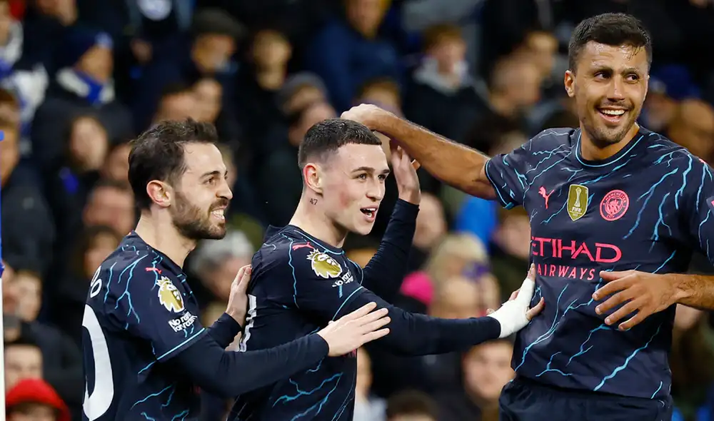 Con esta victoria, Manchester City marcha segundo a un solo punto del líder, aunque con un duelo menos. Foto: Premier League