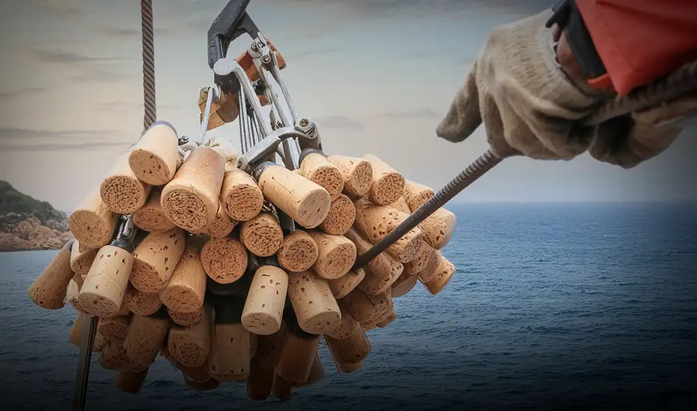 Los corchos adquieren propiedades oleófilas en el proceso de conversión fototérmica. Foto: IA