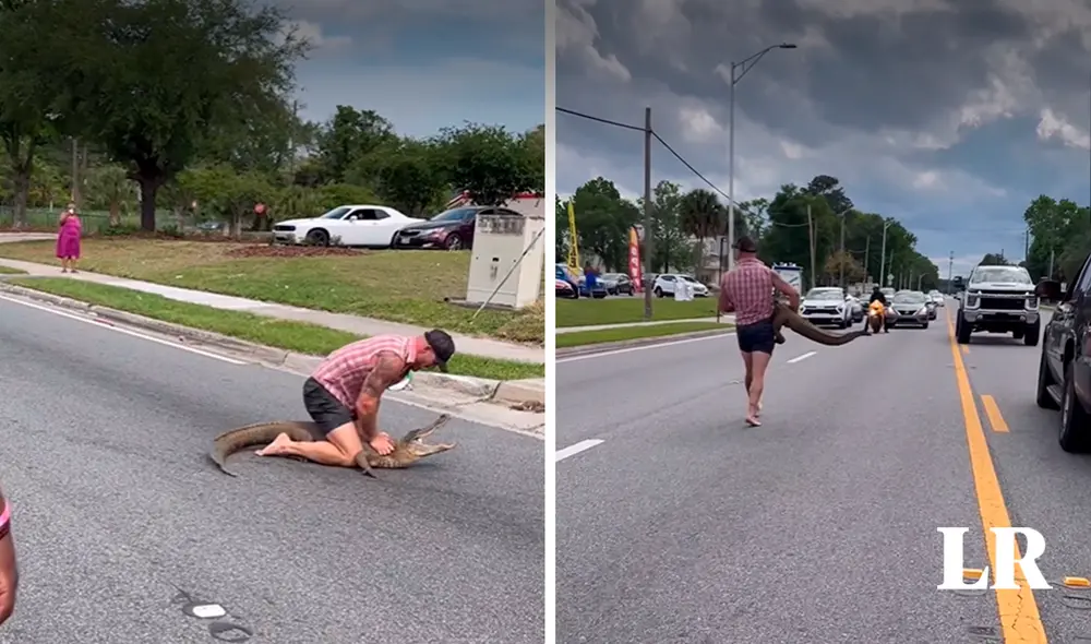 Un hombre de Florida, Estados Unidos, se volvió viral en las redes sociales, luego de pelear con un caimán en la calle. Foto: composición LR/Instagram Un hombre de Florida, Estados Unidos, se volvió viral en las redes sociales, luego de pelear con un caimán en la calle. Foto: composición LR/Instagram