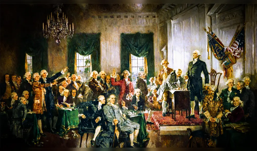 Durante la Guerra de Independencia en Estados Unidos, Filadelfia una de las capitales temporales. Imagen: Howard Chandler Christy