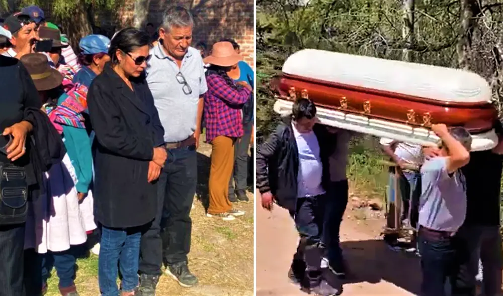 Magaly Solier es acompañada por sus familiares en la despedida de su padre. Foto: composición LR/TVISA Noticias