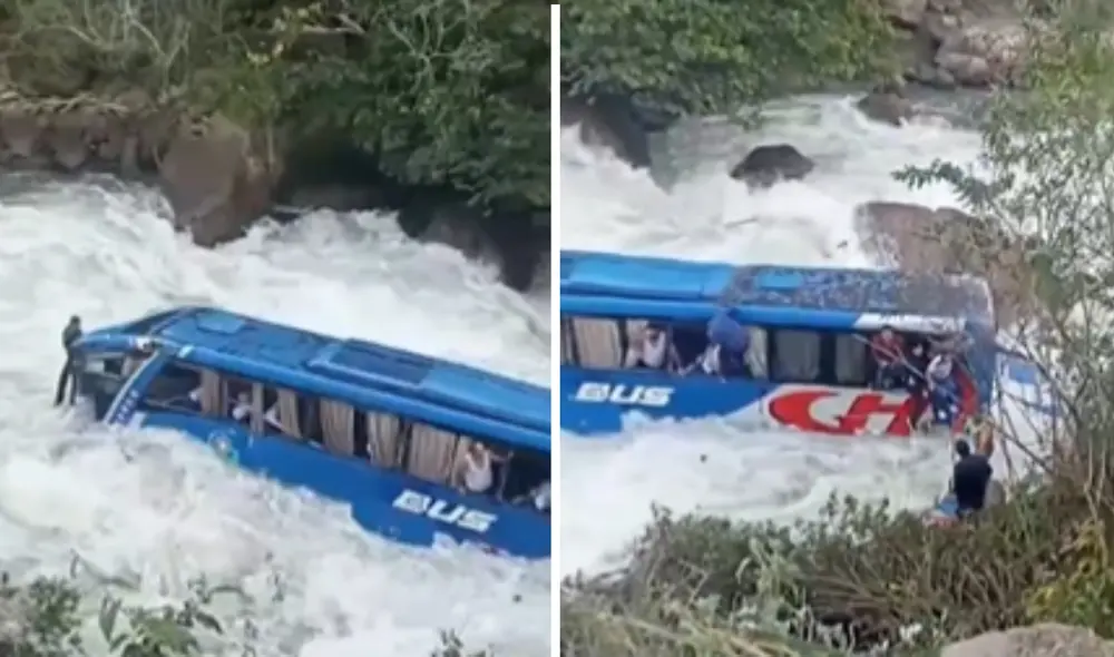 Bus habría caído al río por un exceso de velocidad. Foto: captura Canal N.