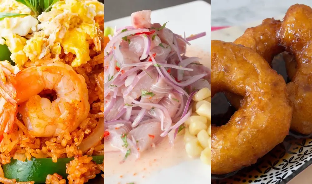 En esta nota encontrarás icónicas recetas peruanas como el arroz con mariscos, el ceviche y los picarones. Foto: composición LR/Hogarmani/El Gourmet/Ahorra nunca fue tan bueno