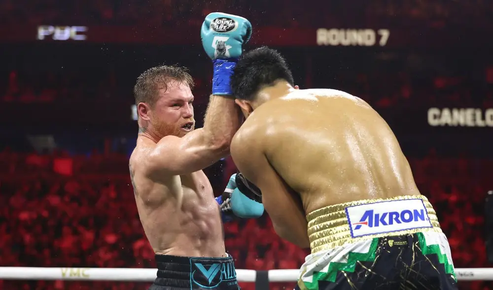 'Canelo' Álvarez enfrentó a Jaime Munguía en el T-Mobile Arena de Las Vegas. Foto: AFP
